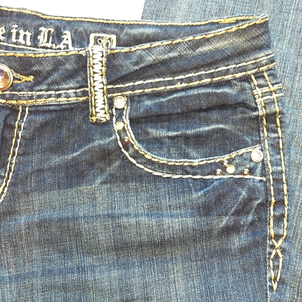Grace in LA Distressed Flare Bootcut Jean - Picture 5 of 9